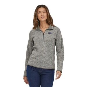 Patagonia Women's Better Sweater 1/4 Zip Long Sleeve Pullover Birch White Grey M